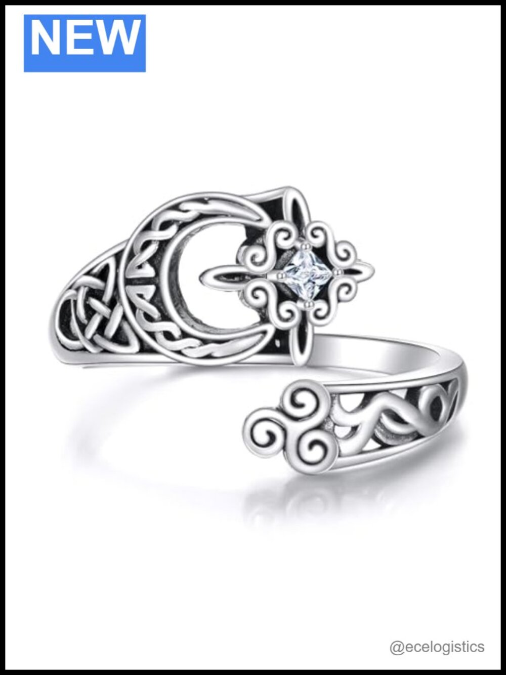 Sterling Silver Witches Knot Ring Size 8 Adjustable Thumb Ring